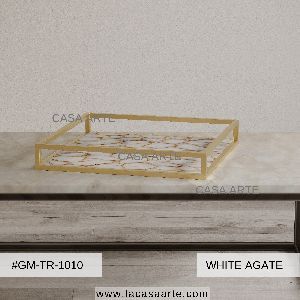 White Agate Serving Tray