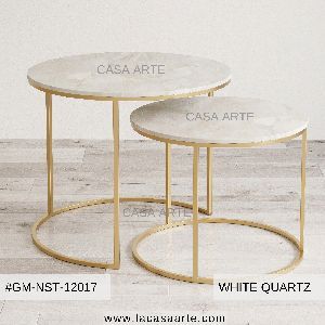 White Quartz Nested Coffee Table
