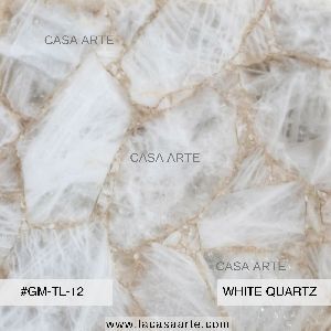 White Quartz Semi Precious Stone Slab Tile