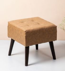 Leatherite Wooden Ottoman