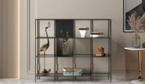 Matt Black Grid Console Table