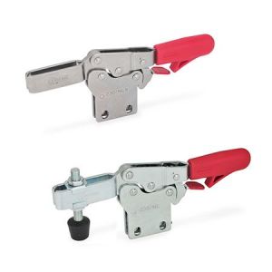 Horizontal acting toggle clamps