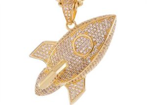 14 KT Gold Plated Rocket Emoji Pendant