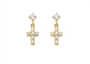 Cross Dangle Stud Earring