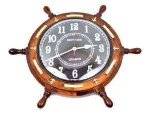 Ship Wheel Brass Clock
