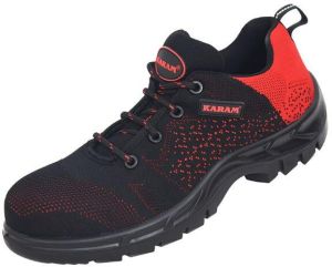 Flytex Red and Black Sporty Safety Shoes