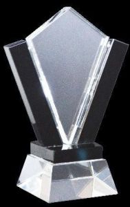 Blue Crystal Customized Glass Crystal Trophy ( Height 8 