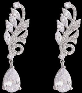 RHODIUM-PLATED SEA-FERN EARRINGS FOR WOMEN