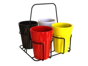 Unbreakable Cutting Chai Cups with Black Caddy