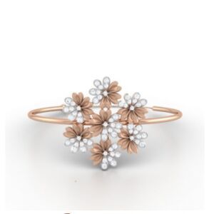 Rose Gold Diamond Bangle Bracelet Flower Design