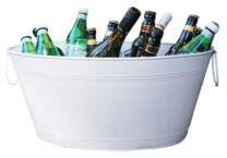 WHITE COLOUR GALVANIZE OVAL PARTY TUB