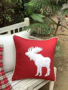 Embroidered Faux Fur Cushion Cover