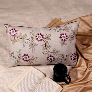 Embroidered Linen Cushion Cover