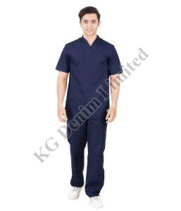 Mens Dark Blue Medical Scrub Suit