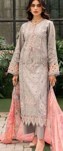 Grey Embroidered Pakistani Lawn Suit