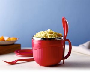 Noodles and Soup Bowl With Spoon