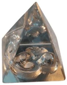 CRYSTAL OM PYRAMID (SIZE 1.5 INCHES)