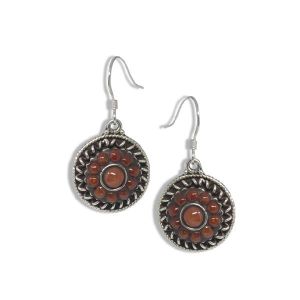 Oxidised Silver Coral Round Earring