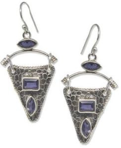 Oxidised Silver Earring with Studded Semi Precious Ametrine