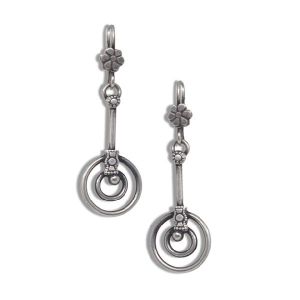 Silver Oxidised Long Round Ripple Earring