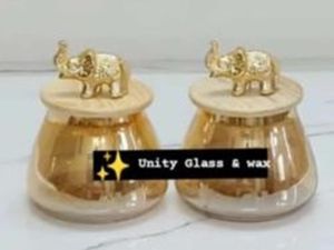 Unity decorative glass jar with wooden lid