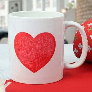 Lovely Heart Print Ceramic Mug