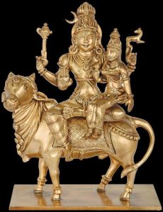 Bronze shiva parvati sitting on Nandi-11 inch