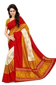 Leeps Prints Red Embroidered SAREE