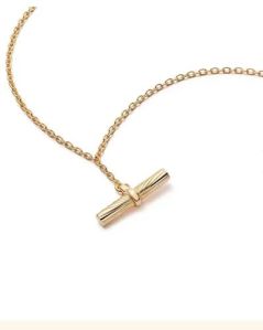 Gold Plated T Bar Necklace