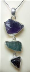 AMETHYST, AQUAMARINE AND GARNET ROUGH PENDANT