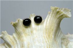 BLACK ONYX CABOCHON EARRINGS