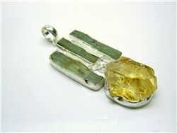 CITRINE AND GREEN KYANITE ROUGH PENDANT