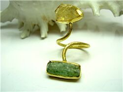 CITRINE AND GREEN KYANITE ROUGH RING