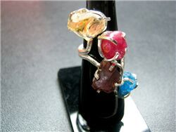 CITRINE APATITE GARNET RUBY ROUGH RING