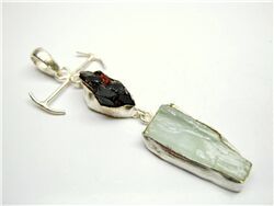 GARNET AND AQUAMARINE ROUGH PENDANT