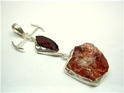 GARNET AND SUNSTONE ROUGH PENDANT