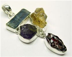 KYANITE AMETHYST CITRINE GARNET ROUGH PENDANT