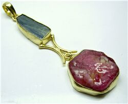 KYANITE AND RUBY ROUGH PENDANT