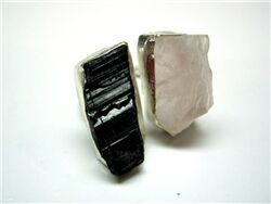 TOURMALINE AND ROSE QUARTZ ROUGH RING