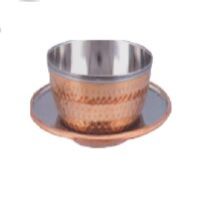 Steel Copper Hammered Soup Bowl Set