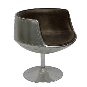 BROWN LEATHER AVIATOR STYLE CUP CHAIR