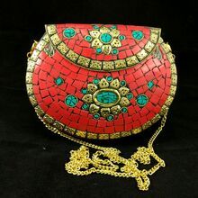 Indian Handmade Mosaic Stone Purse Clutch