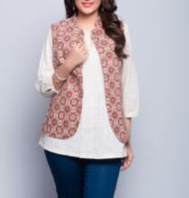 Cotton Ajrakh Border Detail Jacket