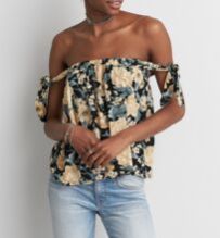 Off shoulder tie top