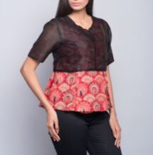 Silk Cotton Elbow Sleeves Top