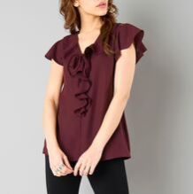 Wine ruffle rage blouse top