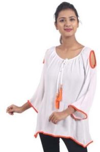 Pom Pom White Tunic Top