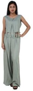 Rayon Jacket Style Jumpsuit