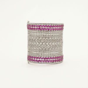 Silver Color C.Z Stone Heavy Bracelet