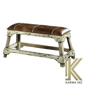 Leather upholstered bench